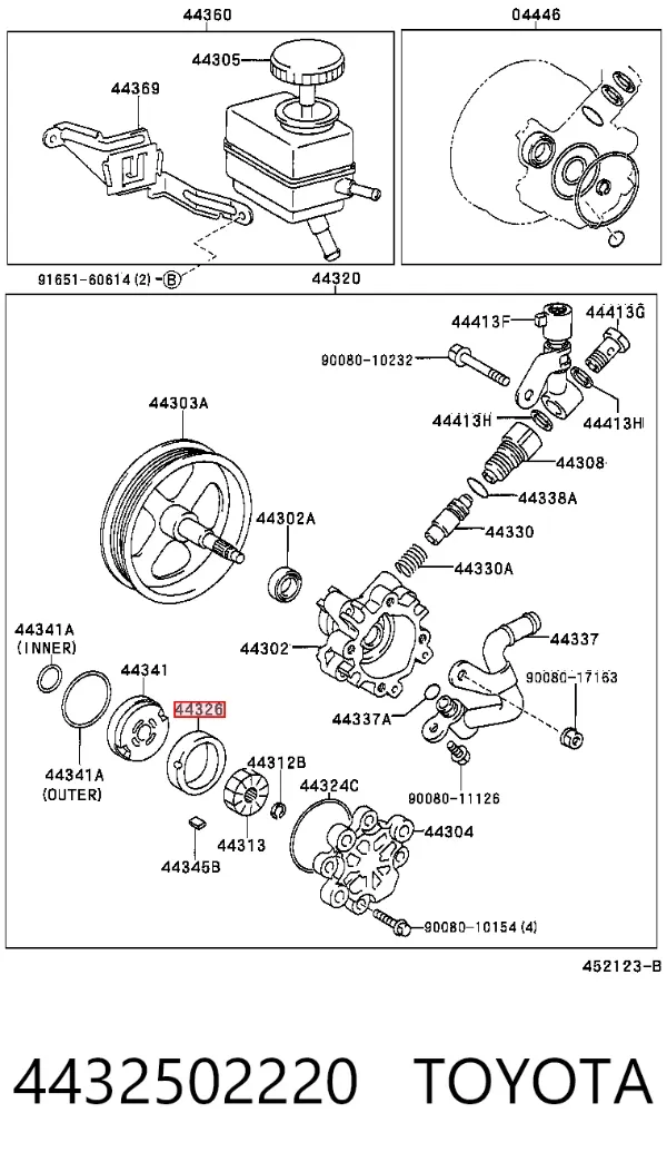 Rotor de bomba da Direção hidrâulica assistida 4432502220 Toyota