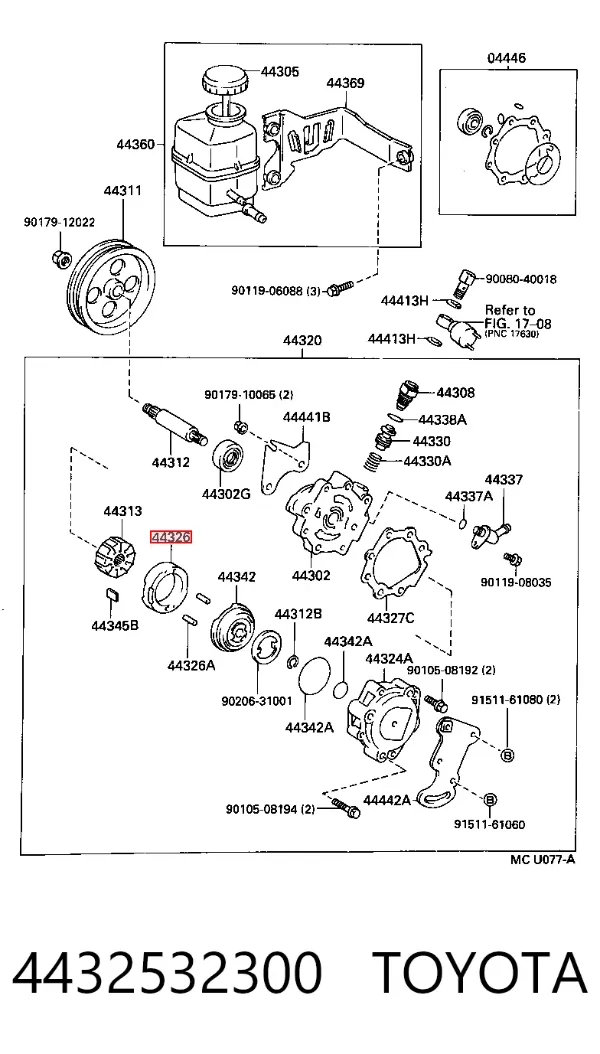 Rotor de bomba da Direção hidrâulica assistida 4432532300 Toyota