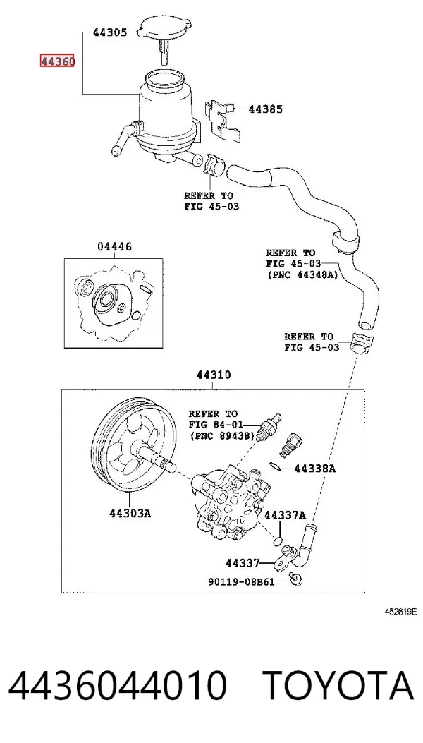 Tanque de bomba da Direção hidrâulica assistida 4436044010 Toyota