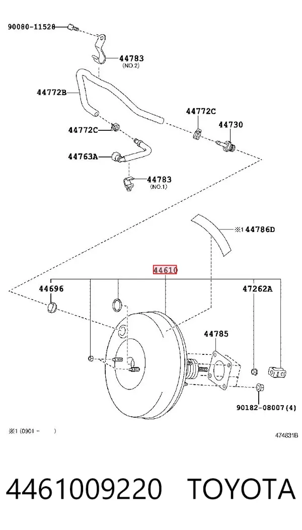 Reforçador dos freios a vácuo 4461009220 Toyota