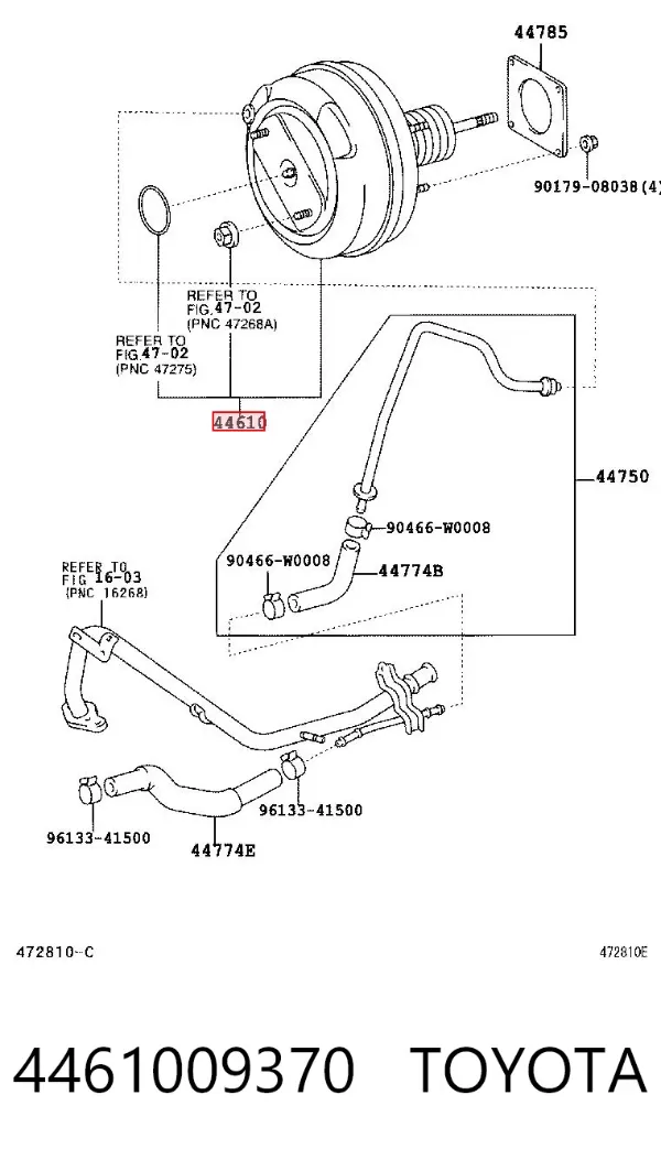 Reforçador dos freios a vácuo 4461009370 Toyota