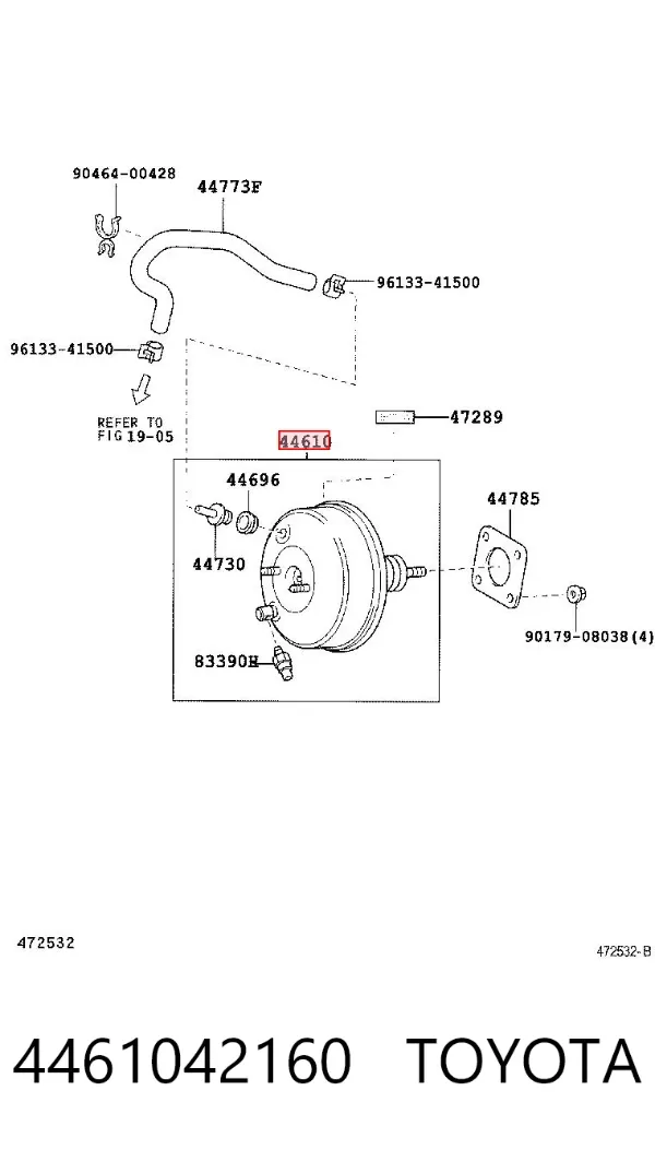 Reforçador dos freios a vácuo 4461042160 Toyota