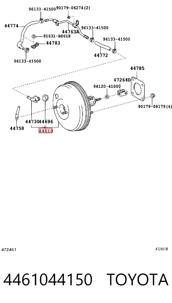 Reforçador dos freios a vácuo 4461044150 Toyota