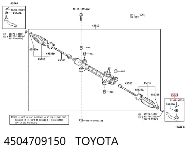 Ponta externa da barra de direção 4504709150 Toyota