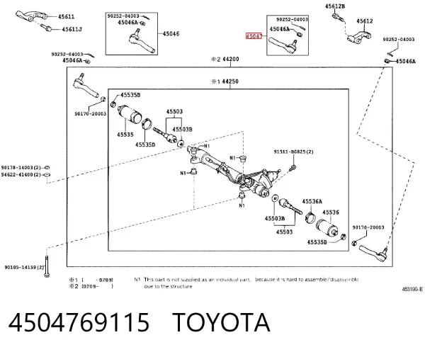 Ponta externa da barra de direção 4504769115 Toyota