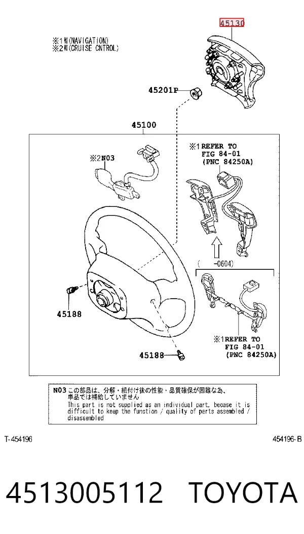 Cinto de segurança (AIRBAG) de condutor 4513005112 Toyota