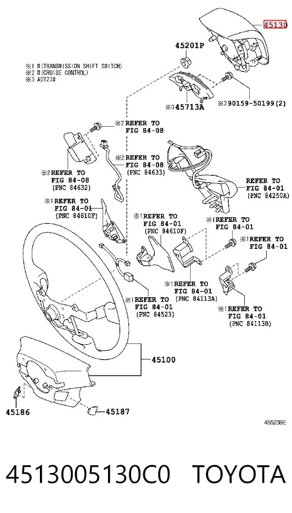 Cinto de segurança (AIRBAG) de condutor 4513005130C0 Toyota