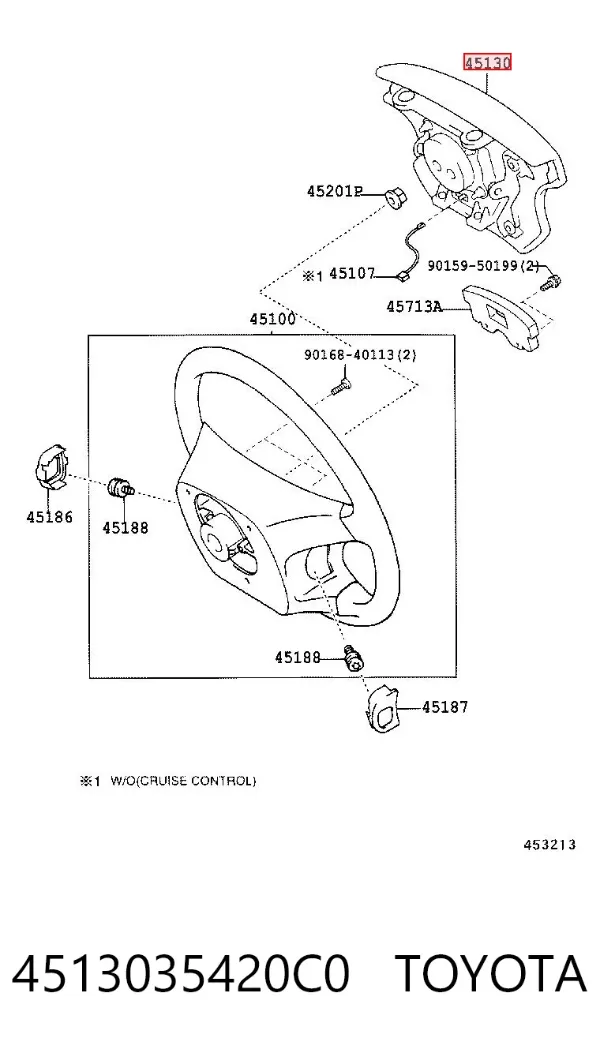 Cinto de segurança (AIRBAG) de condutor 4513035420C0 Toyota