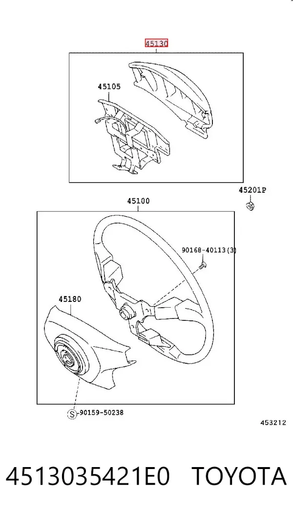 Cinto de segurança (AIRBAG) de condutor 4513035421E0 Toyota
