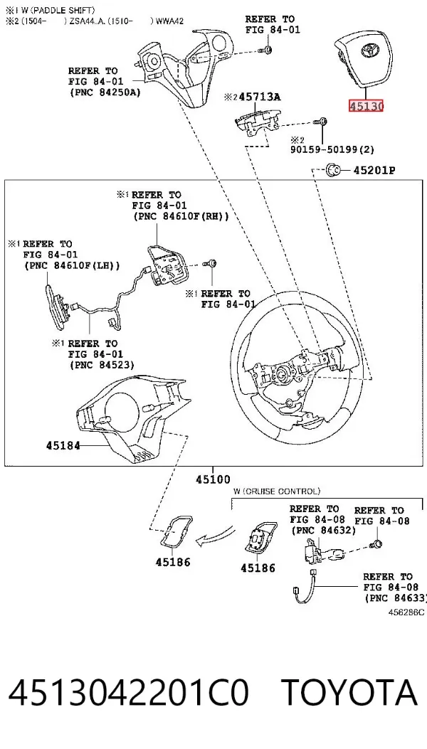 Cinto de segurança (AIRBAG) de condutor 4513042201C0 Toyota