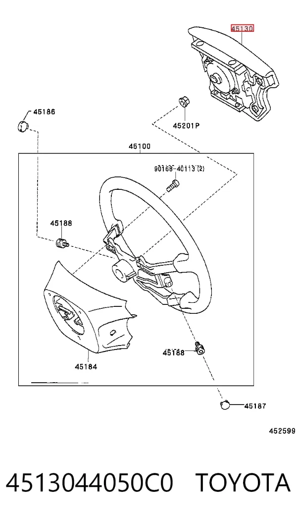 Cinto de segurança (AIRBAG) de condutor 4513044050C0 Toyota