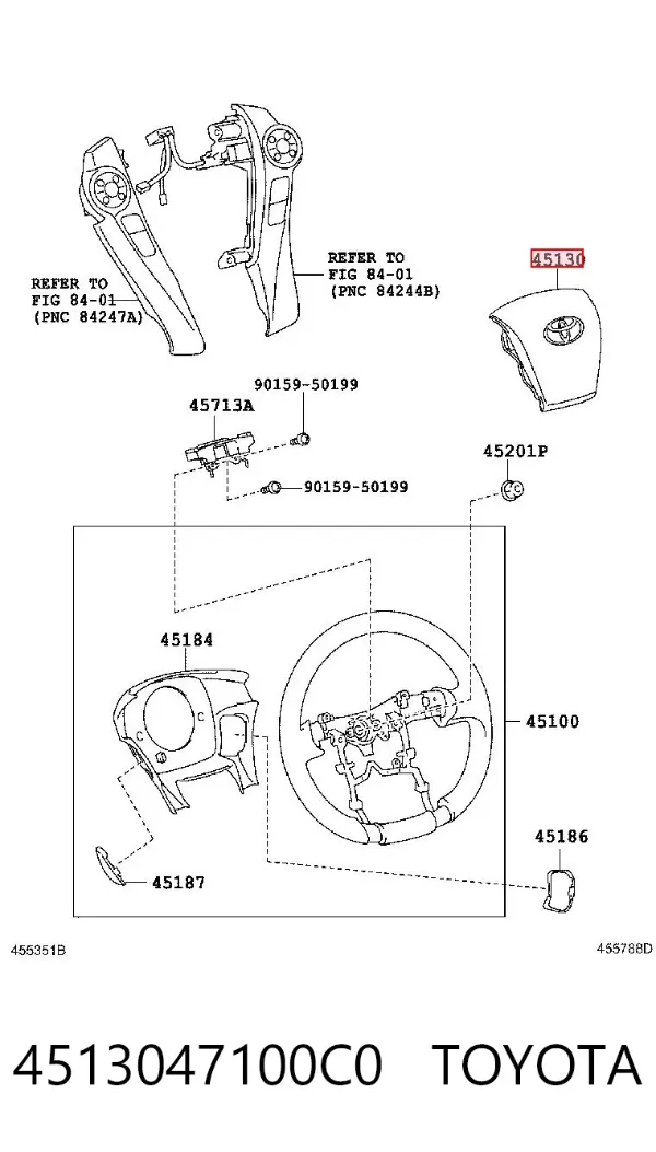 Cinto de segurança (AIRBAG) de condutor 4513047100C0 Toyota