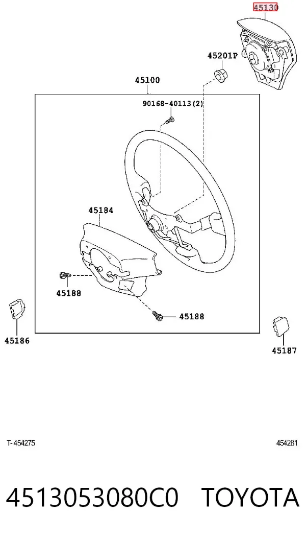 Cinto de segurança (AIRBAG) de condutor 4513053080C0 Toyota