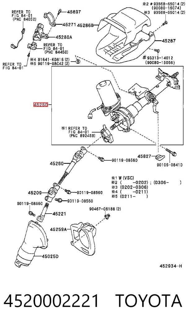 Coluna da direção 4520002221 Toyota