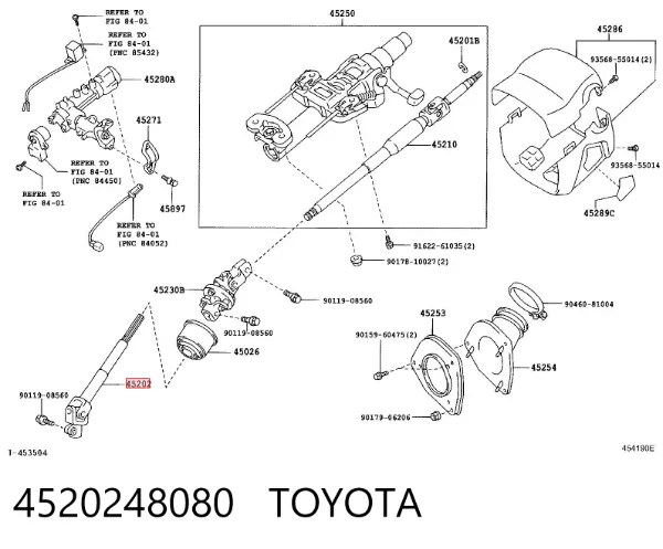 Veio da coluna de direção inferior 4520248080 Toyota