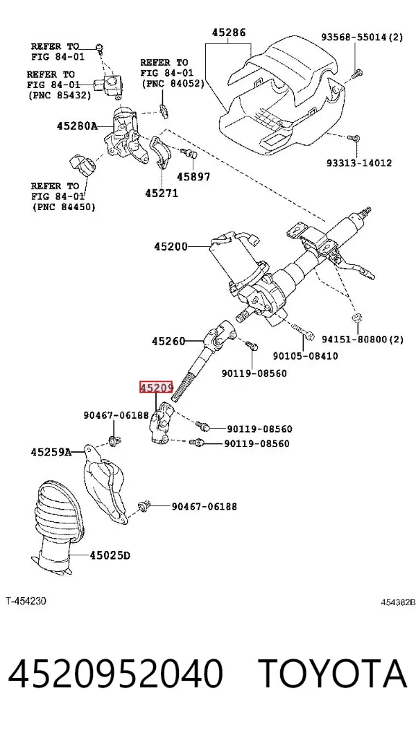 Veio da coluna de direção inferior 4520952040 Toyota