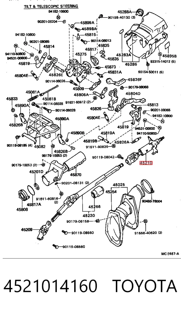 Coluna da direção 4521014160 Toyota