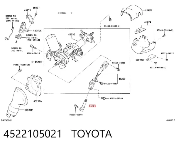 Veio da coluna de direção inferior 4522105021 Toyota