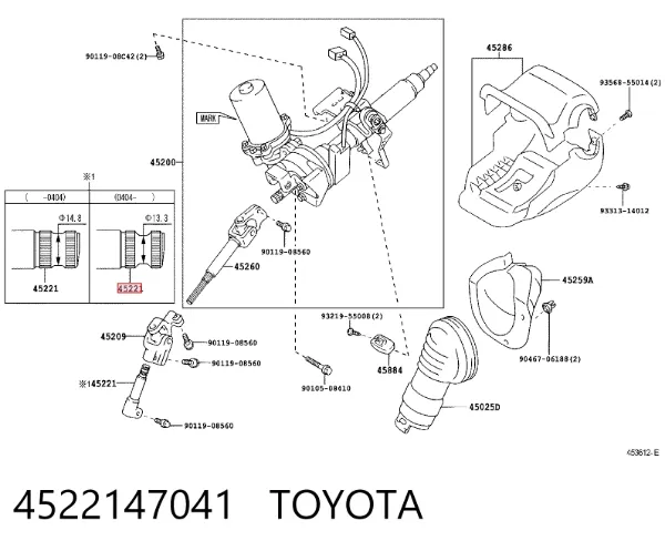 Veio da coluna de direção inferior 4522147041 Toyota