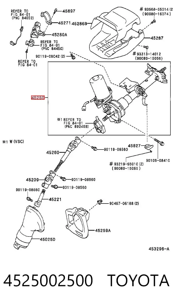Coluna da direção 4525002500 Toyota