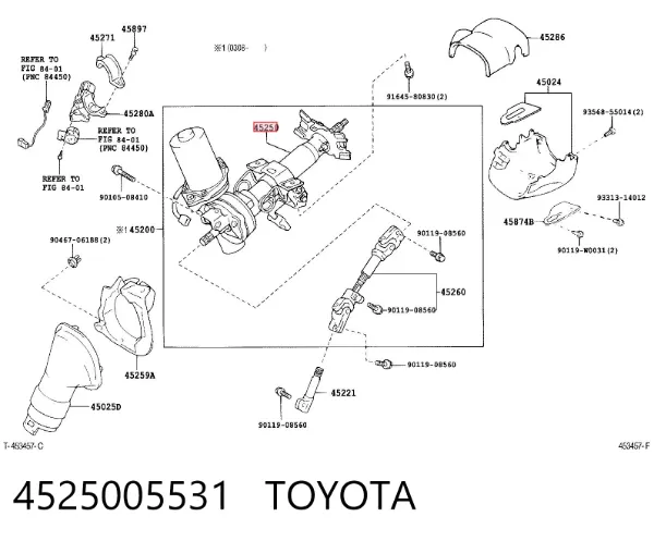 Coluna da direção 4525005531 Toyota