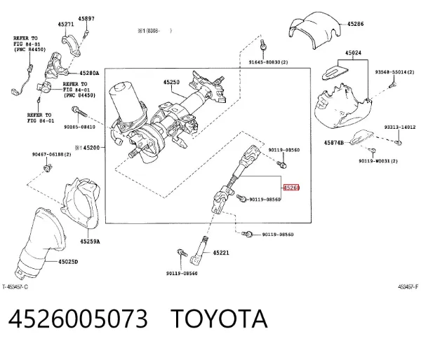 Junta universal superior da árvore da coluna de direção 4526005073 Toyota