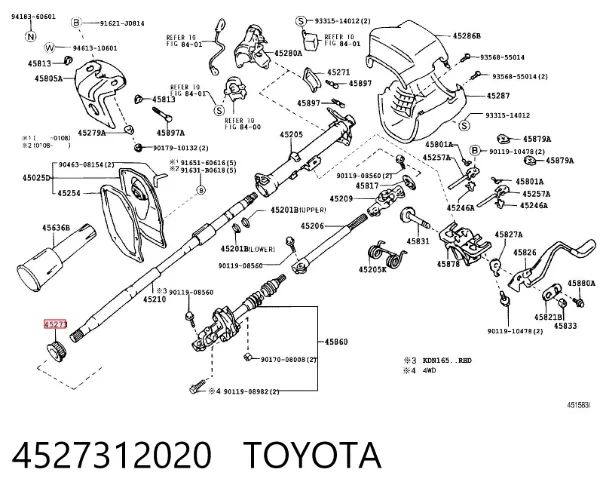 Bucha da coluna de direção 4527312020 Toyota