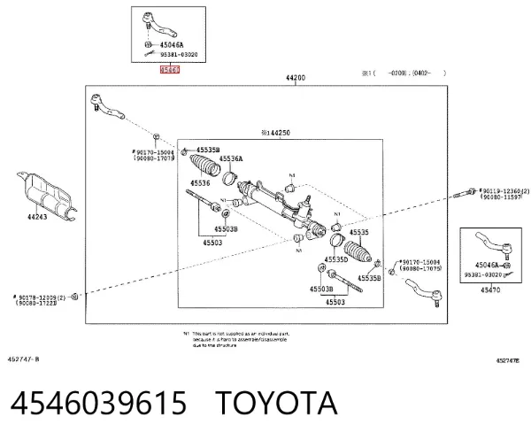 Ponta externa da barra de direção 4546039615 Toyota