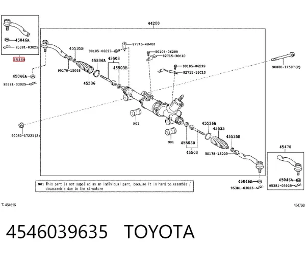 Ponta externa da barra de direção 4546039635 Toyota