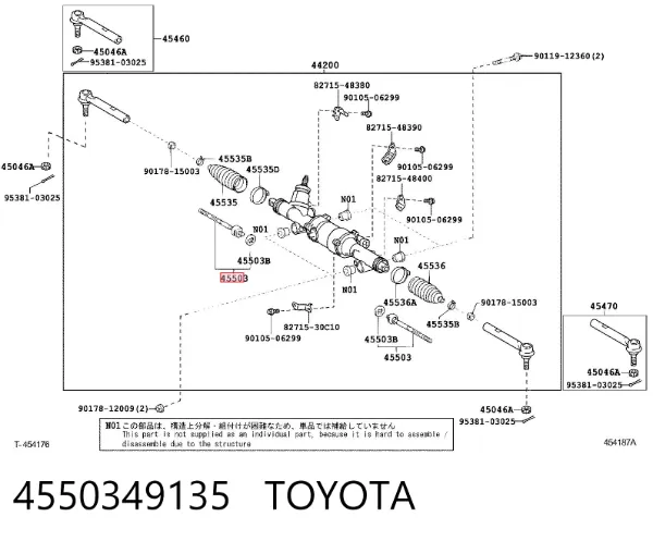 Tração de direção 4550349135 Toyota