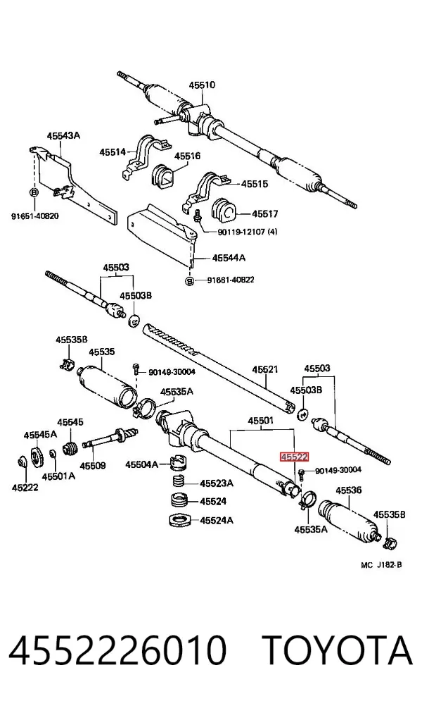 Bucha da árvore da cremalheira da direção 4552226010 Toyota