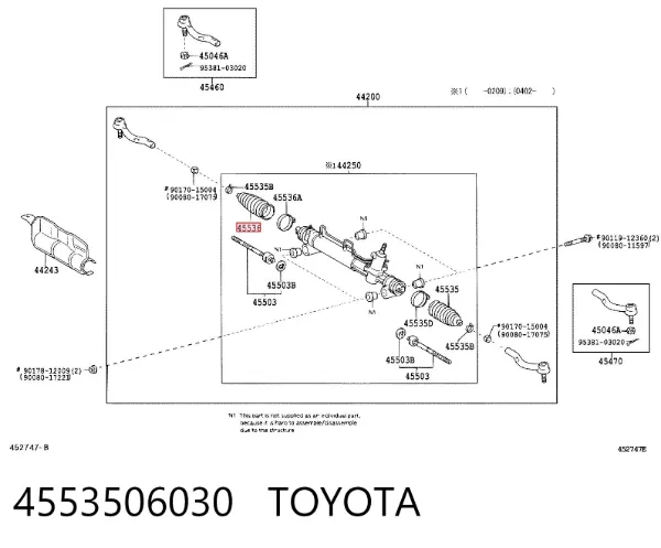 Bota de proteção do mecanismo de direção (de cremalheira) 4553506030 Toyota