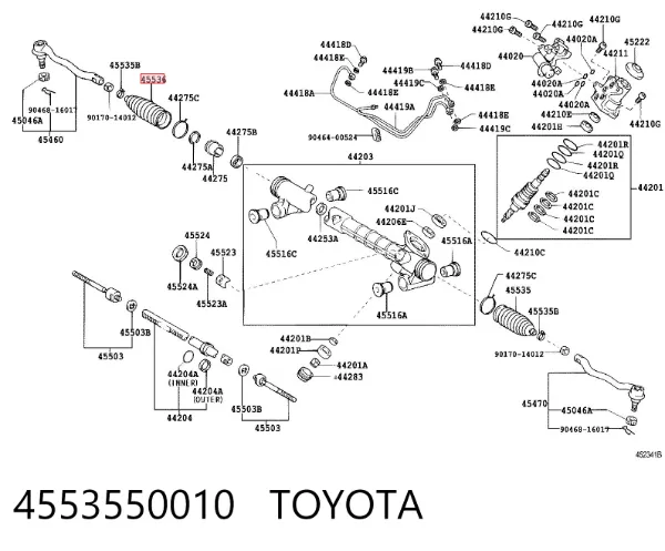 Bota de proteção do mecanismo de direção (de cremalheira) 4553550010 Toyota