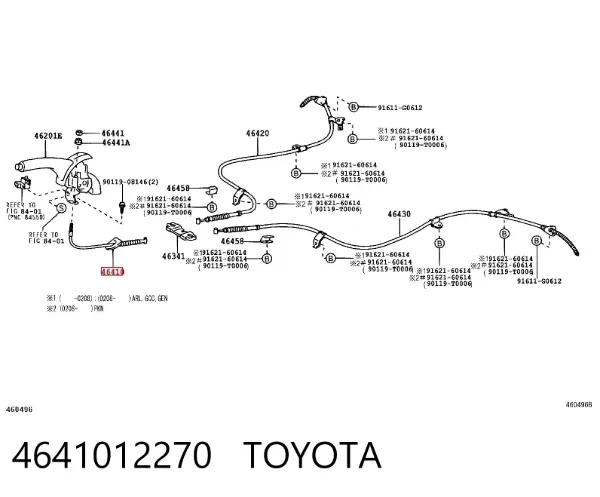 Cabo do freio de estacionamento dianteiro 4641012270 Toyota