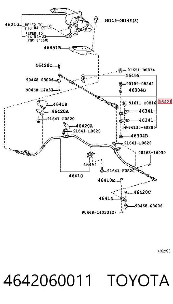 Cabo traseiro direito/esquerdo do freio de estacionamento 4642060011 Toyota