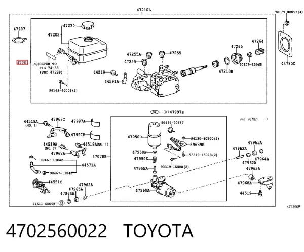 Cilindro mestre do freio 4702560022 Toyota