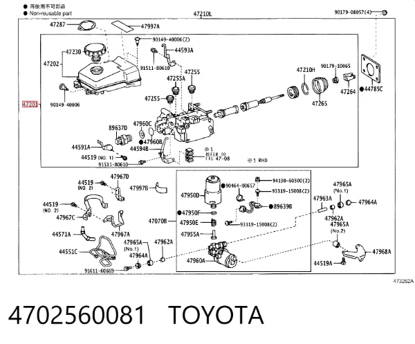 Cilindro mestre do freio 4702560081 Toyota