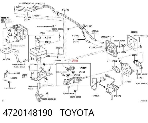 Cilindro mestre do freio 4720148190 Toyota