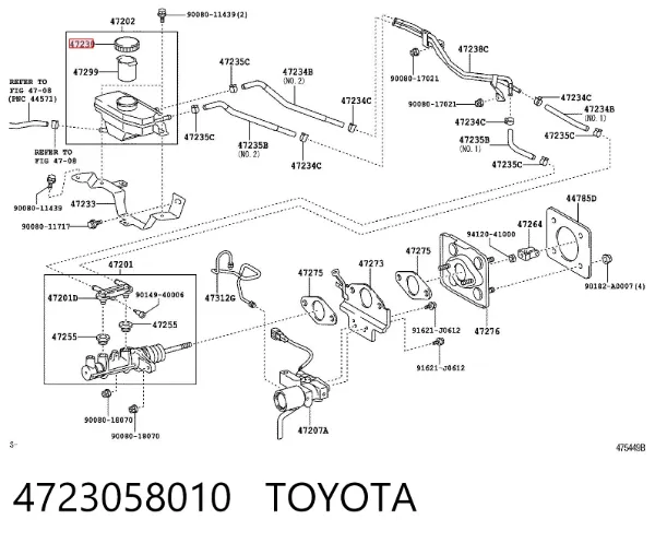 Tampa de tanque de cilindro mestre do freio 4723058010 Toyota