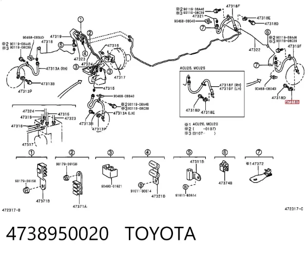 Arruela de compressão do freio de mangueira 4738950020 Toyota