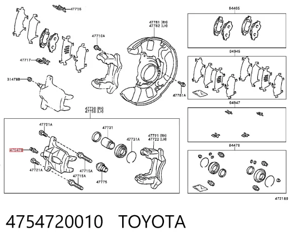 Tubo de ligação de bombeio de suporte do freio traseiro 4754720010 Toyota