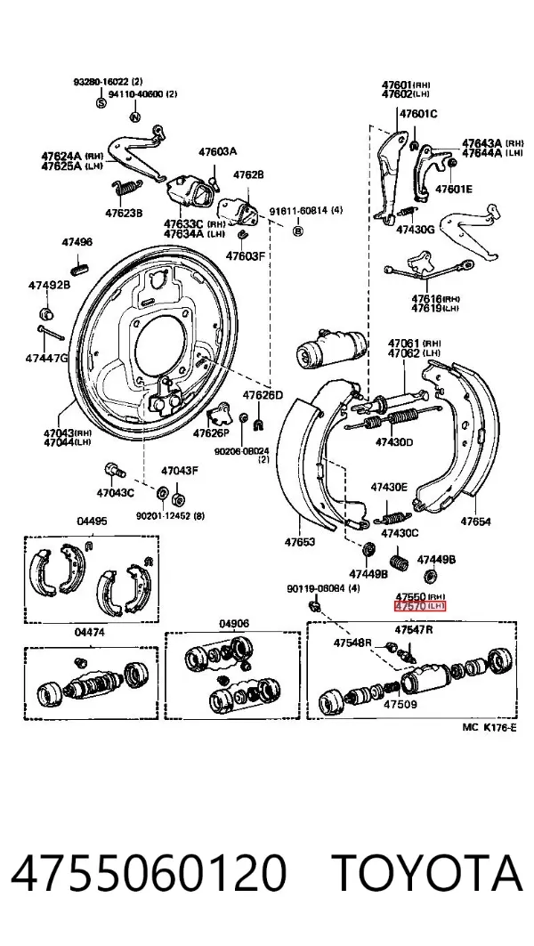 Cilindro traseiro do freio de rodas de trabalho 4755060120 Toyota