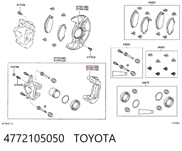 Braçadeira do freio de suporte dianteiro 4772105050 Toyota