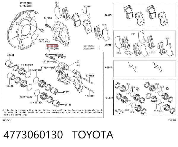 Suporte do freio dianteiro direito 4773060130 Toyota