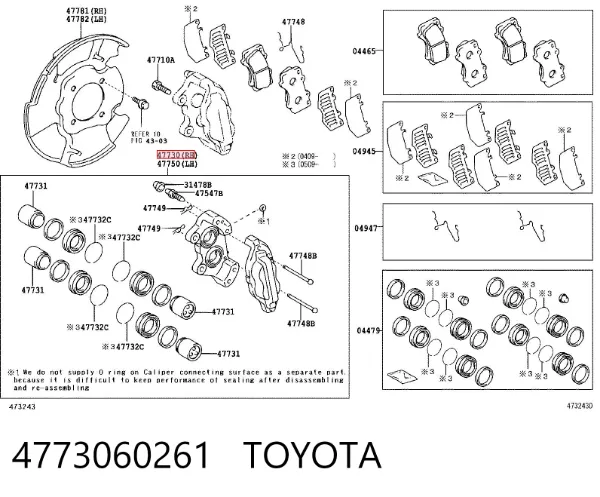 Suporte do freio dianteiro direito 4773060261 Toyota