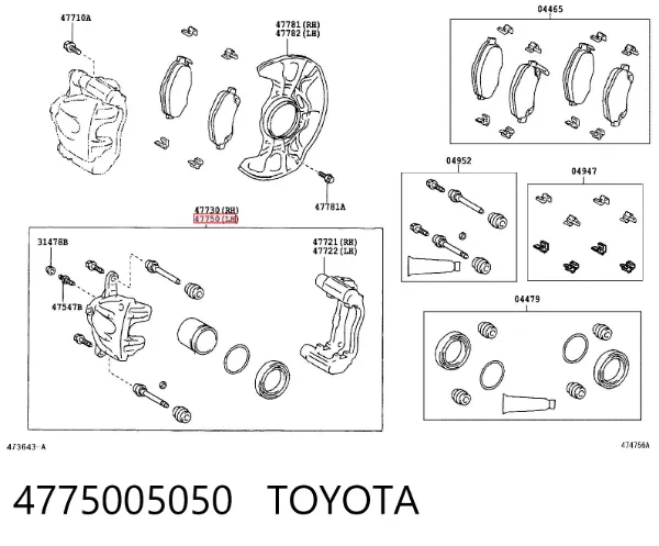 Suporte do freio dianteiro esquerdo 4775005050 Toyota