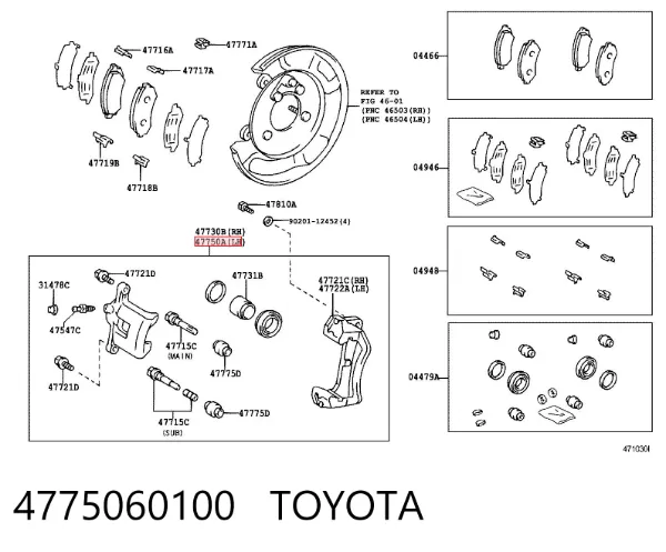 Suporte do freio traseiro esquerdo 4775060100 Toyota