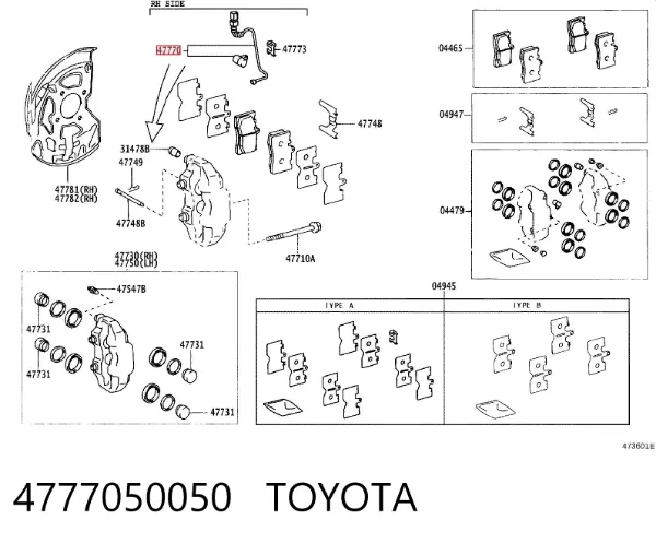 Sensor dianteiro de desgaste das sapatas do freio 4777050050 Toyota