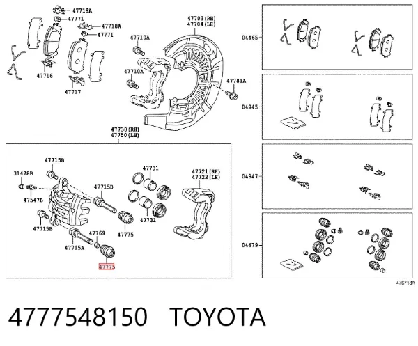 Bota de proteção de suporte guia do freio dianteiro 4777548150 Toyota