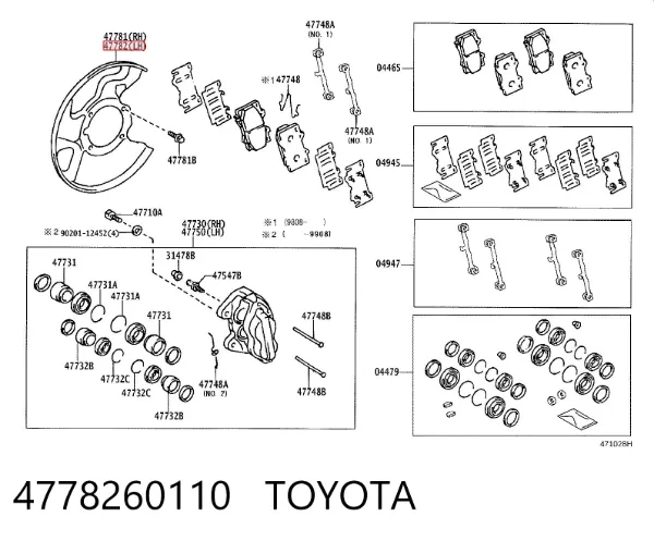 Proteção do freio de disco dianteiro esquerdo 4778260110 Toyota